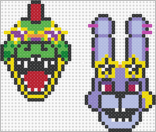 security breach Monty & Bonnie - monty,bonnie,fnaf,five nights at freddys,characters,head,gaming,video game,character,yellow,pink,green