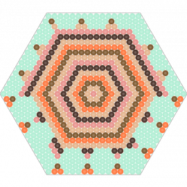 tile 2 - geometric,hexagon,symmetry,mesmerizing,serene,standout,aqua,peach,charcoal