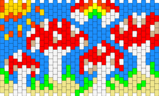 mushroom sun - light blue,red
