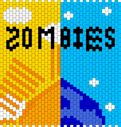 Zombies bag front - yellow,light blue