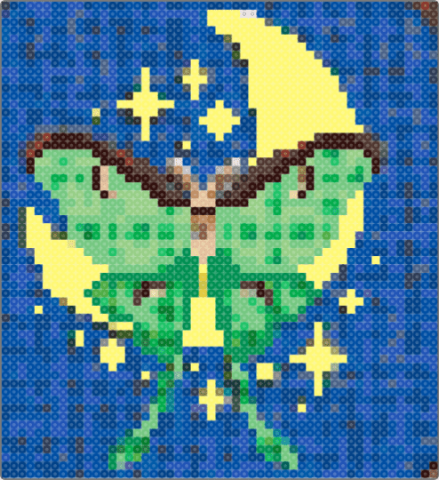 lunar moth - blue,yellow,teal,green