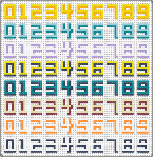 0-9 Numbers (With Highlight) - yellow,orange,teal,purple,numbers,4