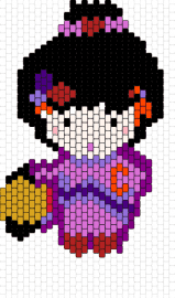 lil girl - miyuki,girl,character,playful,whimsy,traditional,attire,vibrant,charm,purple,black