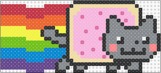 Nyan Cat (Perler/Fuse Beads) - gray,red,pink