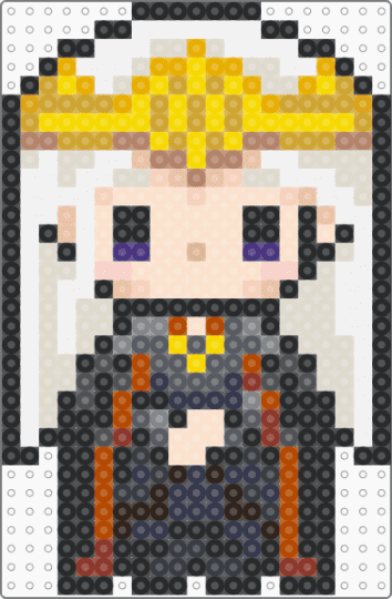 Rhaenyra Targaryen - beige, character, chibi, dragon, game of thrones, house of the dragon, orange, perler charm, series, targaryen