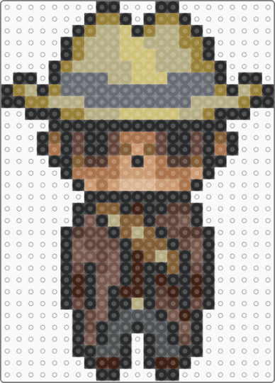 The Ghoul [Fallout] - but PERLER - beige, brown, character, charm, chibi, fallout, ghoul, perler charm, series, tan
