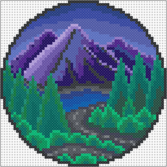 Mountain night scene - blue, forest, landscape, mountain, mountains, night, purple, scene, teal