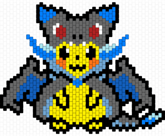 Pikachu Charizard X Costume - blue, charizard, costume, gray, pikachu, pokemon, poncho, yellow