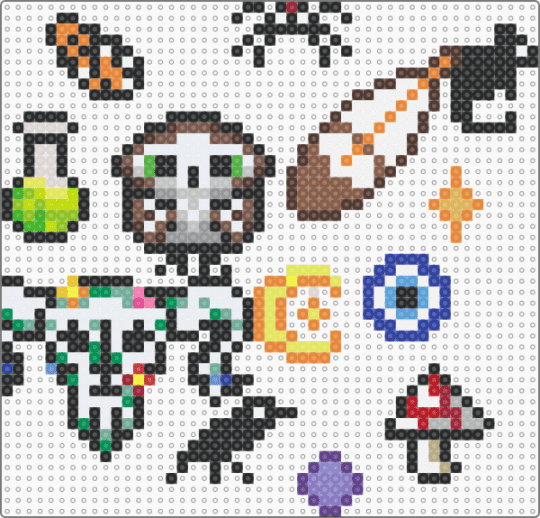 Perler charm board - black,orange,brown,purple,beige,colorful