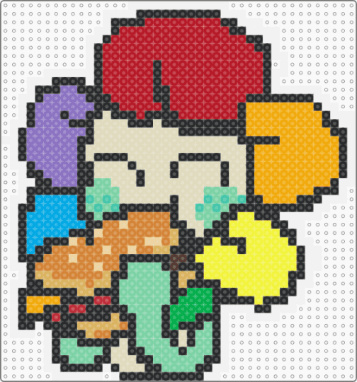Dandy eating a burger ( Dandy's world sticker ) - beige,teal,orange,red
