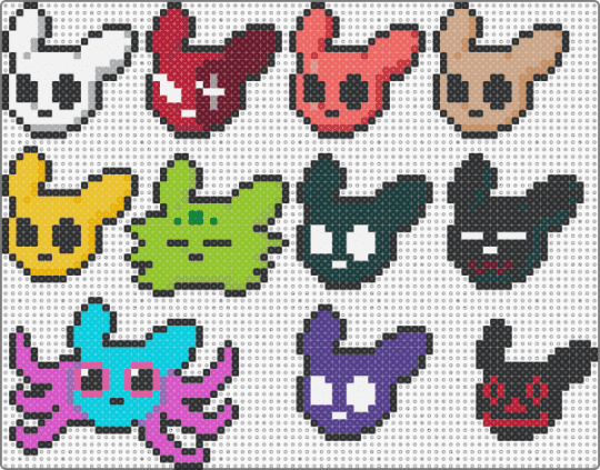 All the scuggys!! (Rain World) - black, colorful, light blue, pink, rainworld, red, rw slugcat, slugcat, slugcat rain world, yellow
