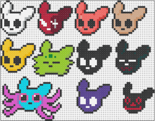 All the Slugcats!! (Rain World) - black, colorful, light blue, pink, red, yellow