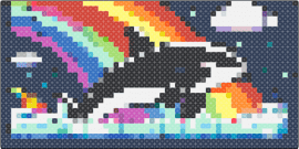 H - orca,killer whale,rainbow,animal,splash of color,marine life,majesty,black,white,vibrant hues