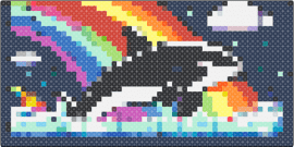 H - orca,killer whale,rainbow,animal,splash of color,marine life,majesty,black,white
