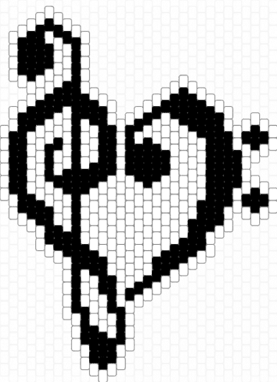treble/bass clef heart design cutie - white,black