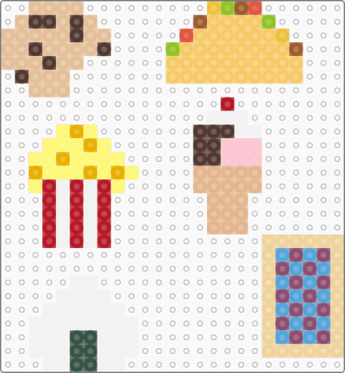 Snacks - yellow,beige,pink,snacks,food,tiny,icecream,poptart,riceball,cookie