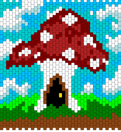 Mushroom bag pattern - red,light blue