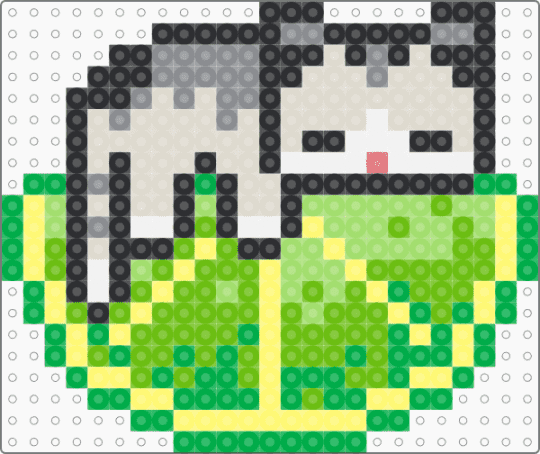 Gray cat on lime - beige,green,cat,lime