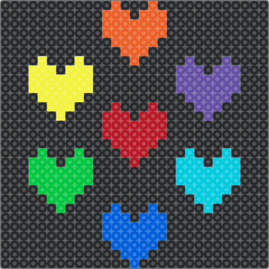 UNDERTALE HEARTS - black,yellow,red,light blue,colorful,yay