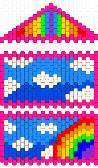 Rainbow / Kidcore Kandi Wallet - pink,light blue,blue