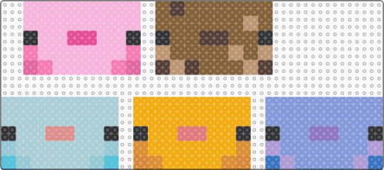 Minecraft Axolotls - pink,light blue,orange,tan,minecraft