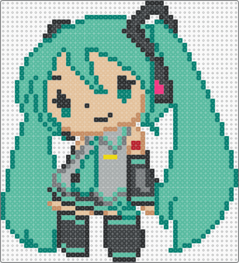 Gloomy Miku - beige, character, gloomy, gloomy bear, hatsune miku, miku, music, teal, vocaloid