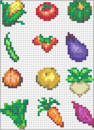 Harvest Moon DS Crops - green,yellow,pink,colorful,video games,food,harvest moon,ds,nintendo ds