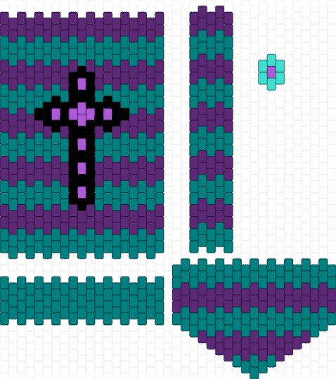 Small Cross Bag - bag, cross, gothic, purple, teal