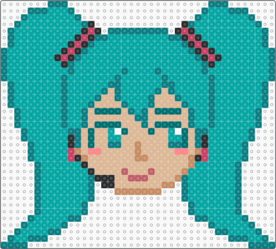 Simple Miku Perler - teal,hatsune miku,vocaloid,anime,music,miku,kawaii