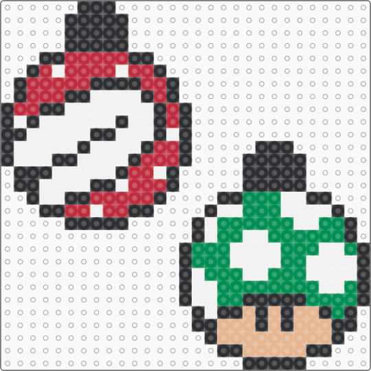 Christmas Ornament Mushroom 1UP Piranha Plant - green,red,christmas,ornament,mushroom,1up,piranha plant,piranha,mario