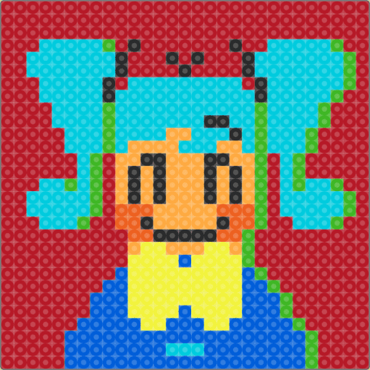 Static Miku - red,light blue