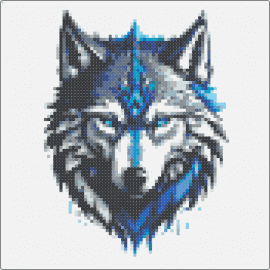 wolf 3 - wolf,animal,wilderness,fierce,blue-eyed,splash,blue,gray,white
