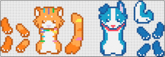 Kandi and Pixi - blue,red,orange