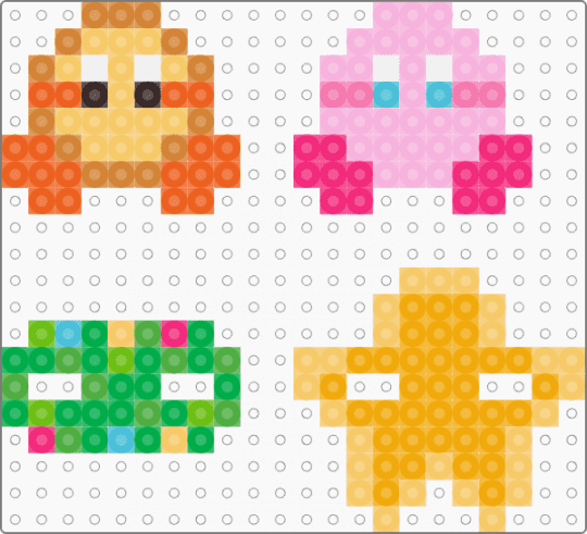 Kirby & WaddleDee with stand - orange,yellow,pink,green,kirby,waddledee