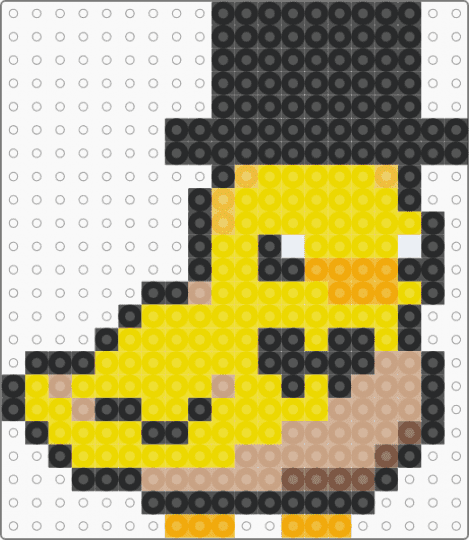 Duck with a top hat!! - black,yellow,duck,top hat,kandi,animal,duck top hat,duck with top hat,sili,silly