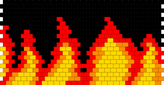Fire Peyote Cuff - red,yellow,peyote,fire,black,cuff