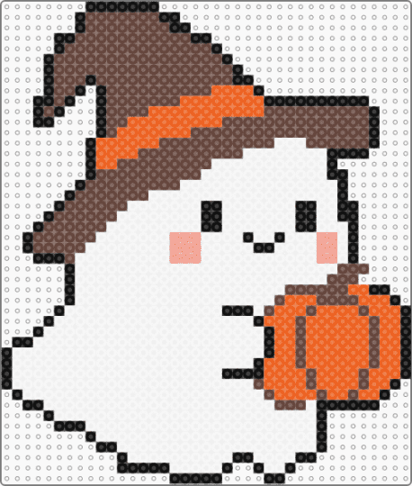Ghost with pumpkin - brown, orange, white