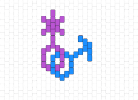 Enby and male symbols linked - nonbinary,male,diversity,unity,pride,blue and purple,harmonious,linked symbols