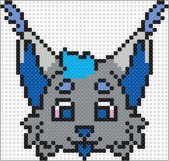 (Remix) Ninja Head Perler - blue,gray,fursona,personal,furry,grey,black,white