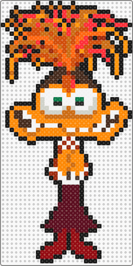 Inside Out Anxiety Perler - orange,red,movie,anxiety,brown,tan,white,black
