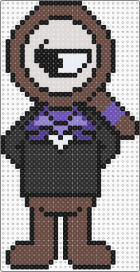 Big Rodger Perler - black,brown,beige,dandys world,rodger,magnifying glass,clear,purple,gray