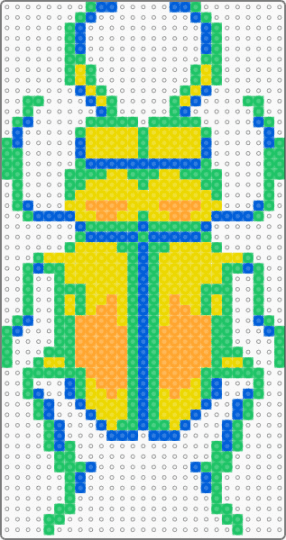 Heat Stag Beetle Perler - green,yellow,beetle,bug,insect,blue,orange