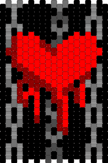 bleeding heart w/ chains panel - gray,red