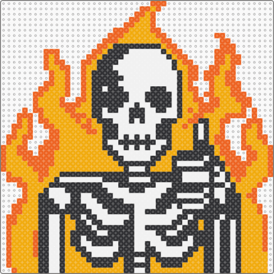 skeleton changed for less colors - orange,white,skeleton,fire