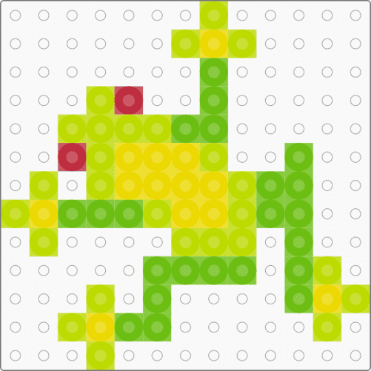 tiny frog fuse bead - green,small,frog,yellow