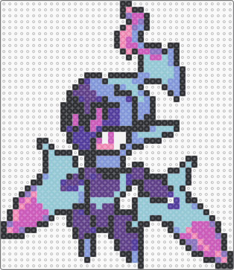 mini Ceruledge fuse bead - purple,light blue,pokemon,ceruledge,pink,blue,teal