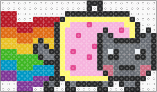 Nyan Cat Perler Keychain! - yellow,pink,gray,rainbow,cat,kitty,nyan cat,perler,keychain,perler keychain,rainbow perler