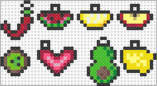 Fruit n veggie charms (READ DESC) - black,red,green,yellow,fruit,charm,rainbow,perler,perler charm,fruit charm,mini,mini charm