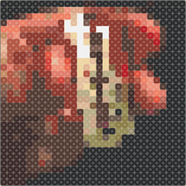 Bloody Razor Charm (Pixelated) - razor blade,edgy,bold,unconventional,striking,red,brown