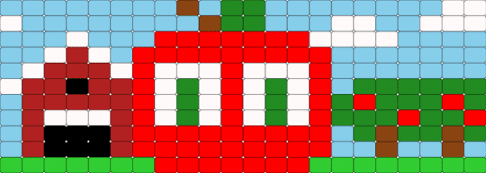 Andy's Apple Farm inspired cuff ((WIP)) - red,light blue,andy,andy the apple,andys apple farm,aaf,apple farm,farm,apples,cherries